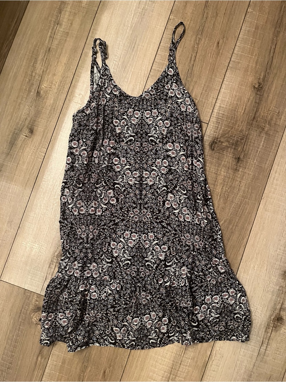 Floral Print Spaghetti Strap Mini Dress - Black